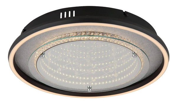 Globo LED Deckenleuchte Mirrora 24W CCT warm-/neutral-/tageslichtweiss Schwarz matt verspiegelt 3D Effekt Aluminium Glas Ø40cm