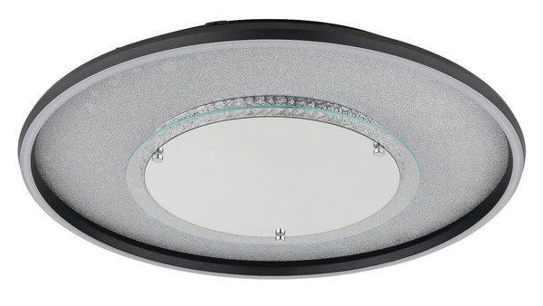 Globo LED Deckenleuchte Mirrora 40W CCT warm-/neutral-/tageslichtweiss Schwarz matt verspiegelt 3D Effekt Aluminium Glas Ø51,5cm