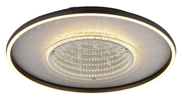 Globo LED Deckenleuchte Mirrora 40W CCT warm-/neutral-/tageslichtweiss Schwarz matt verspiegelt 3D Effekt Aluminium Glas Ø51,5cm