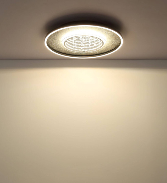 Globo LED Deckenleuchte Mirrora 40W CCT warm-/neutral-/tageslichtweiss Schwarz matt verspiegelt 3D Effekt Aluminium Glas Ø51,5cm