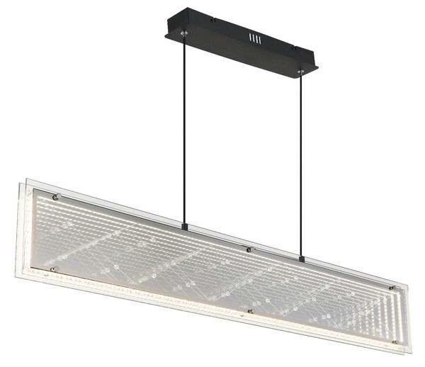 Globo LED Pendelleuchte Mirrora 40W dimmbar Fernbedienung CCT warm-/tageslichtweiss Schwarz matt verspiegelt 3D Effekt Metall Glas 120x113cm