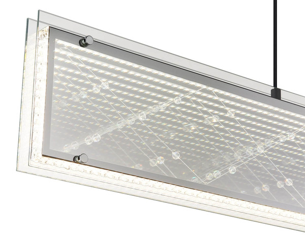 Globo LED Pendelleuchte Mirrora 40W dimmbar Fernbedienung CCT warm-/tageslichtweiss Schwarz matt verspiegelt 3D Effekt Metall Glas 120x113cm
