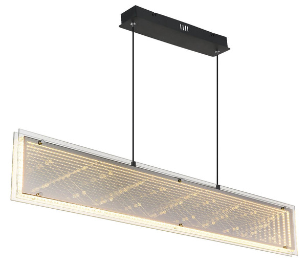 Globo LED Pendelleuchte Mirrora 40W dimmbar Fernbedienung CCT warm-/tageslichtweiss Schwarz matt verspiegelt 3D Effekt Metall Glas 120x113cm