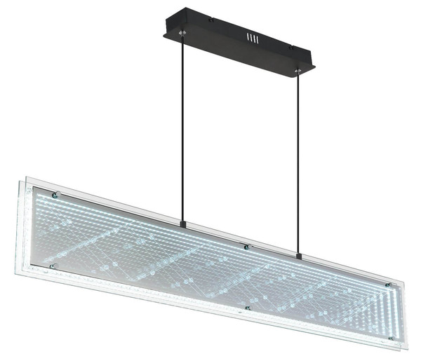 Globo LED Pendelleuchte Mirrora 40W dimmbar Fernbedienung CCT warm-/tageslichtweiss Schwarz matt verspiegelt 3D Effekt Metall Glas 120x113cm