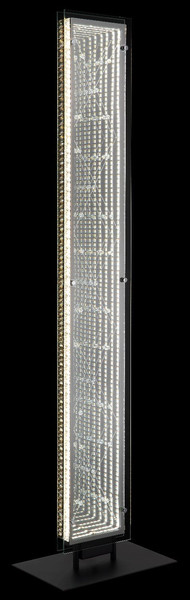 Globo LED Stehleuchte Mirrora 45W dimmbar Fernbedienung CCT warm-/tageslichtweiss Schwarz matt verspiegelt 3D Effekt Metall Glas 117cm