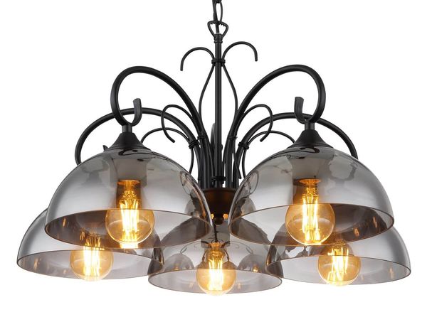 Globo Cottage Hängeleuchte 5-fach Schwarz Matt, Metall Ø20cm 69061-5H