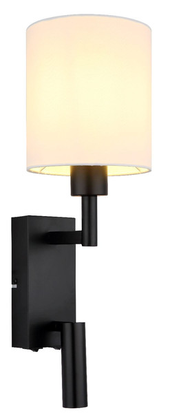 Globo Wandleuchte Zamora E27 + LED 3W warmweiss Schwarz matt weiß Metall Textil 45,5x15cm