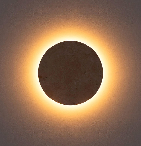 Globo LED Wandleuchte Jillian 14W warmweiss Weiß matt Metall Travertine Stein Ø30cm