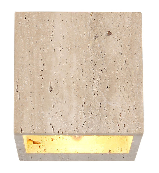 Globo LED Wandleuchte Rojas 6W warmweiss Weiß matt Metall Travertine Stein 12x12cm