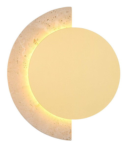Globo LED Wandleuchte Rojas 14W warmweiss Weiß matt Metall Travertine Stein 30x27,5cm