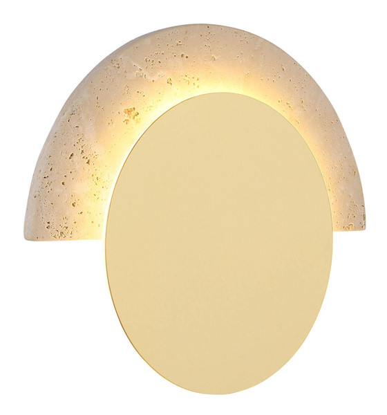 Globo LED Wandleuchte Rojas 14W warmweiss Weiß matt Metall Travertine Stein 30x27,5cm