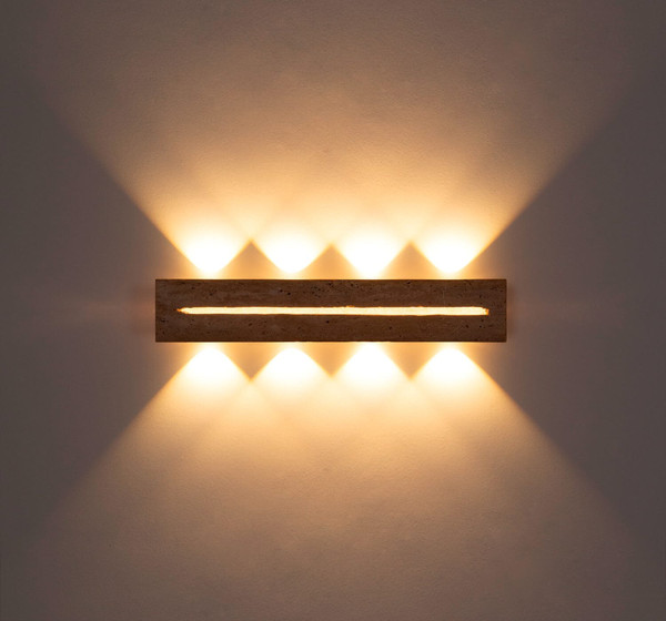 Globo LED Wandleuchte Rojas 21W warmweiss Weiß matt Metall Travertine Stein 60x11cm