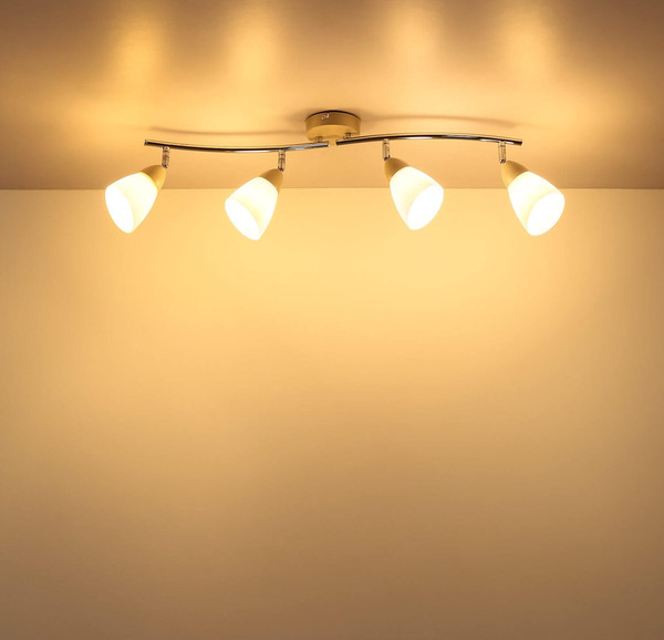 Globo Strahler Paula 4-flammig E14 Sandfarben matt Metall Glas 70x21cm