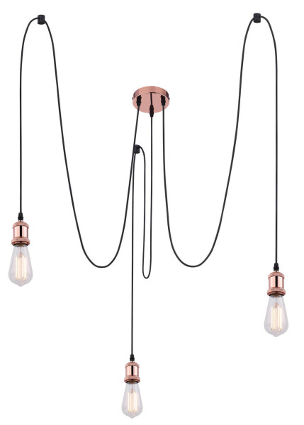 Globo Oliver E27 Hängeleuchte 3-fach 40W Kupferfarben, Metall 200cm A32-3