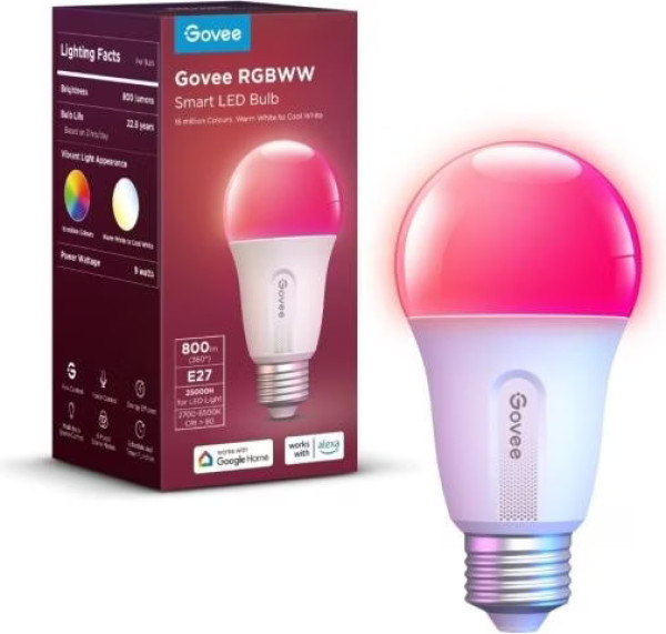 Govee Smarte LED Lampe E27, RGBWW, WLAN & Bluetooth, DreamView 800Lm, wie 60W H6004CC1