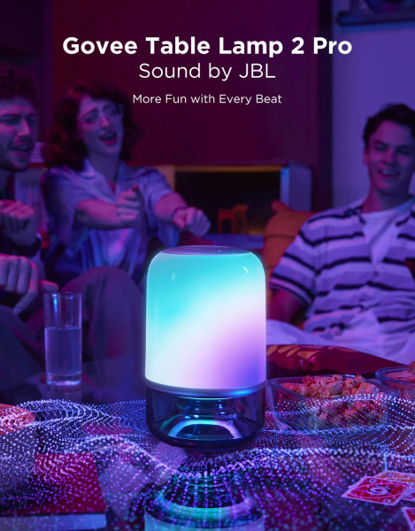 Govee Tischlampe 2 Pro Sound by JBL - Smarte Tischleuchte RGBICWW + Lautsprecher mit Musik-Sync H60200F1