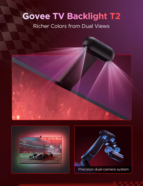 Govee Envisual TV Backlight T2 55-65 Zoll, TV-Hintergrundbeleuchtung, Dual-Kamera H605C311
