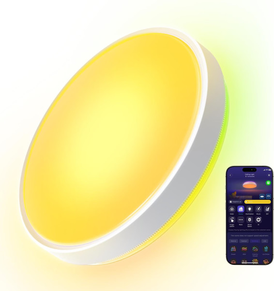 Govee Smarte LED Deckenleuchte 38cm, RGBWW + RGBIC, Musik-Sync, DreamView, 3500Lm Weißlicht H60A6C01