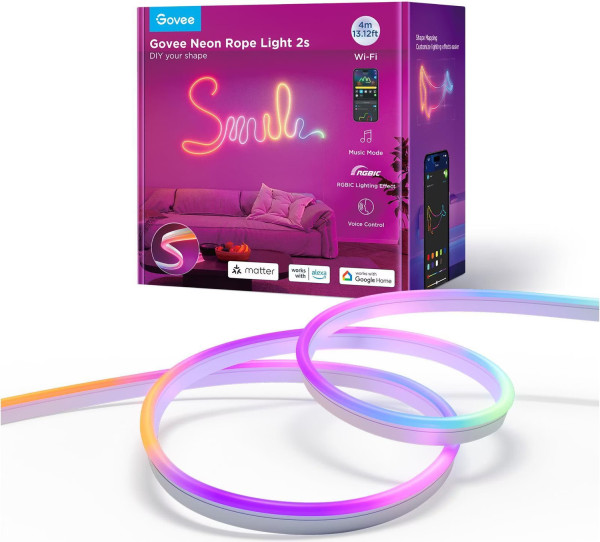 Govee Neon Rope Strip Ligth 2 - 4M, Smarter LED Streifen, Alexa, Matter & Google H61D4C01