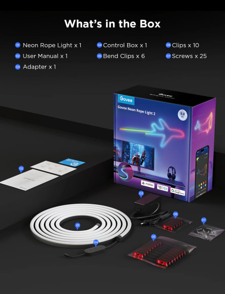 Govee Neon Rope Strip Ligth 2 - 5M, Smarter LED Streifen, Alexa, Matter & Google H61D5301