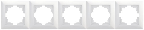 Gunsan Visage 5-fach Rahmen für 5 Steckdosen Schalter Dimmer Weiss