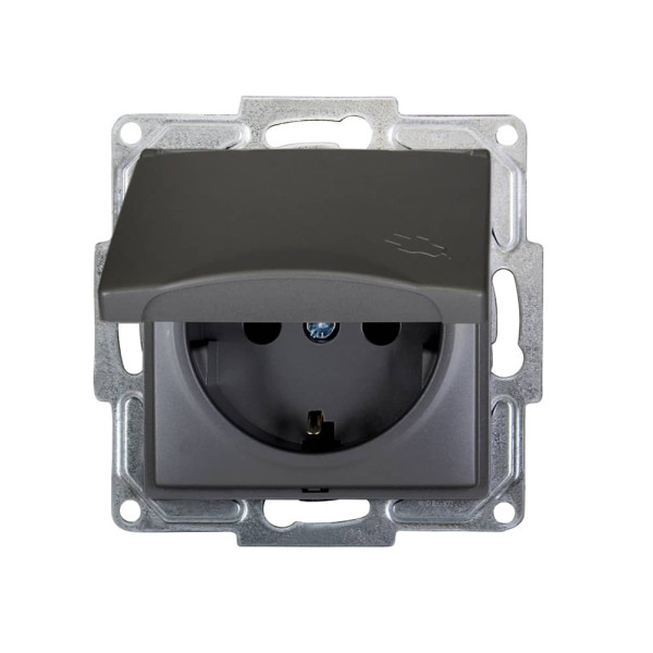 Gunsan Visage Steckdose mit Deckel Unterputz Dunkelsilber