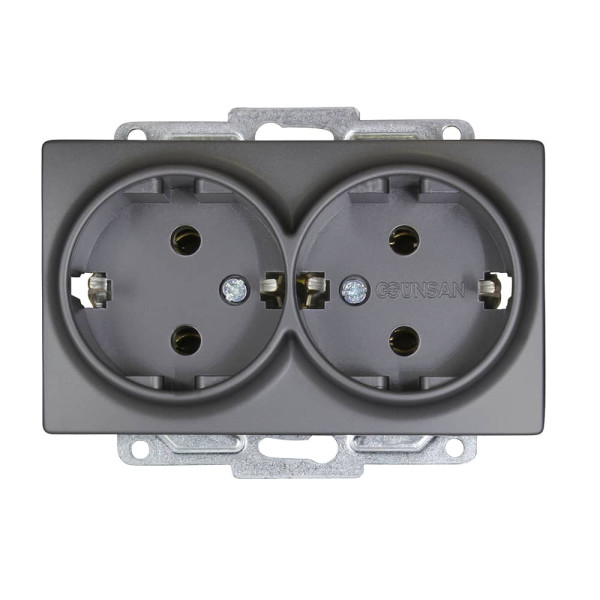 Gunsan Visage 2-fach Steckdose Unterputz Dunkelsilber