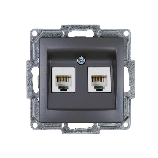 Gunsan Visage Telefon Steckdose 2-fach CAT3 Dunkelsilber