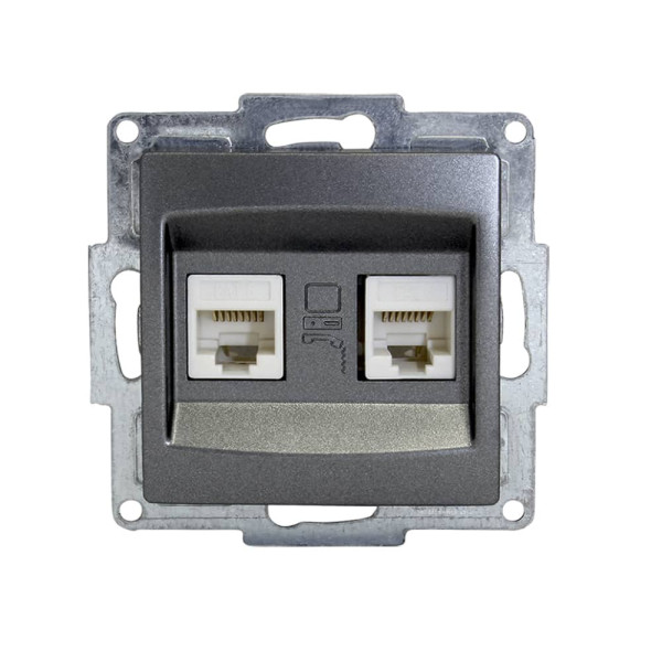 Gunsan Visage Datenbuchse 2-fach CAT6 Internet Netzwerk Unterputz Dunkelsilber