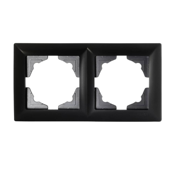 Gunsan Visage 2-fach Rahmen für 2 Steckdosen Schalter Dimmer Schwarz