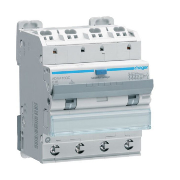 Hager ADM416QC Fehlerstrom-Leitungsschutzschalter 4P 6kA B-16A 30mA Typ A QC/QB