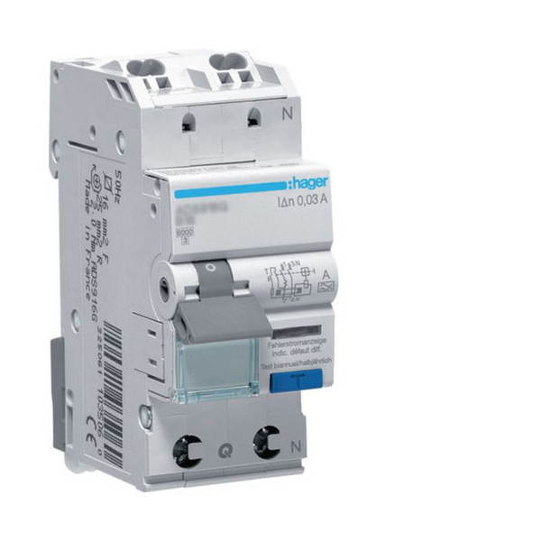 Hager ADS906D Fehlerstrom-Leitungsschutzschalter 1PN 6kA B-6A 30mA Typ A QuickConnect