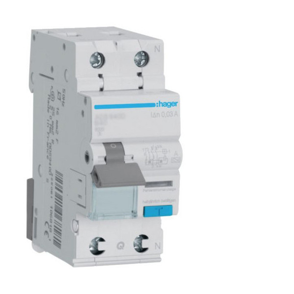 Hager ADS925D Fehlerstrom-Leitungsschutzschalter 1PN 6kA B-25A 30mA Typ A QuickConnect