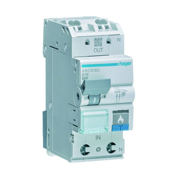 Hager ARC916D Fehlerlichtbogen-Schutzeinrichtung AFDD mit LS-Schalter 1PN 6kA B-16A 2M