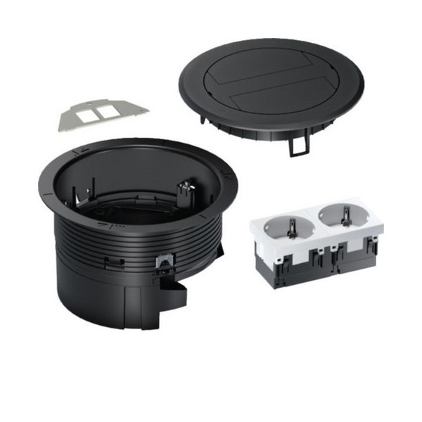 Hager BSR02D03 Installationsdose R02, 2x SCHUKO, Keystone Typ 01 2-f, Kunststoff Klappdeckel