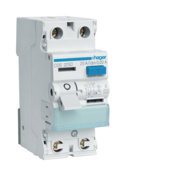 Hager CDS225D Fehlerstromschutzschalter 2 polig 6kA 25A 30mA Typ A QuickConnect