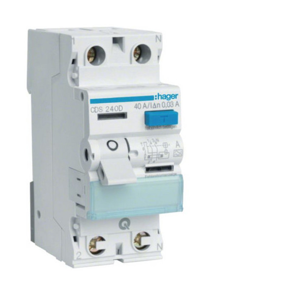 Hager CDS240D Fehlerstromschutzschalter 2 polig 6kA 40A 30mA Typ A QuickConnect