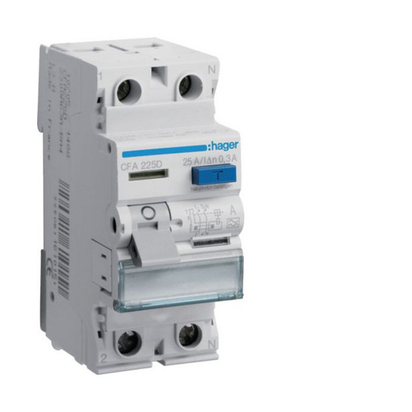 Hager CFA225D Fehlerstromschutzschalter 2 polig 6kA 25A 300mA Typ A