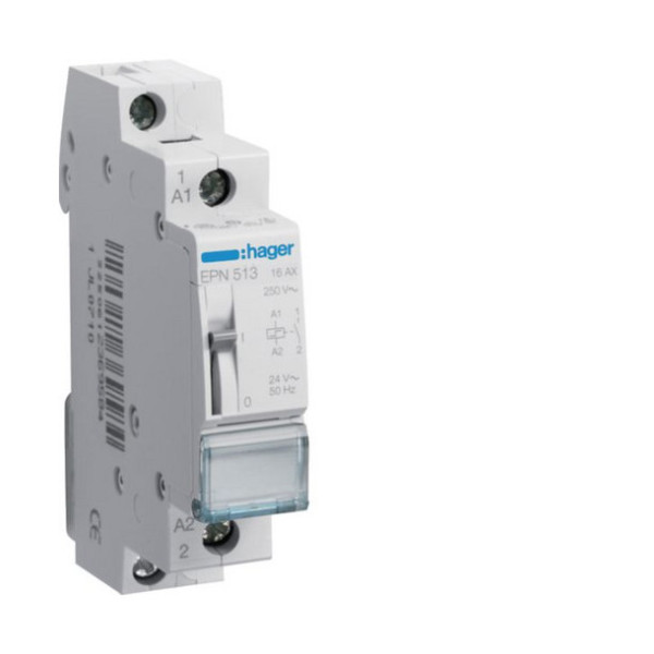 Hager EPN513 Fernschalter 1 Schließer 24V AC 12V DC 16A 1PLE