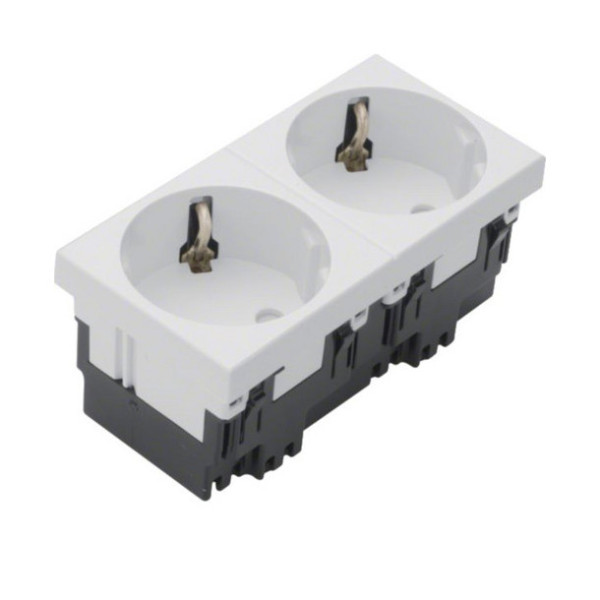 Hager ESR2339010 Steckdose 2-fach 33°-Ausrichtung 16A/250V Rastec 45 reinweiß