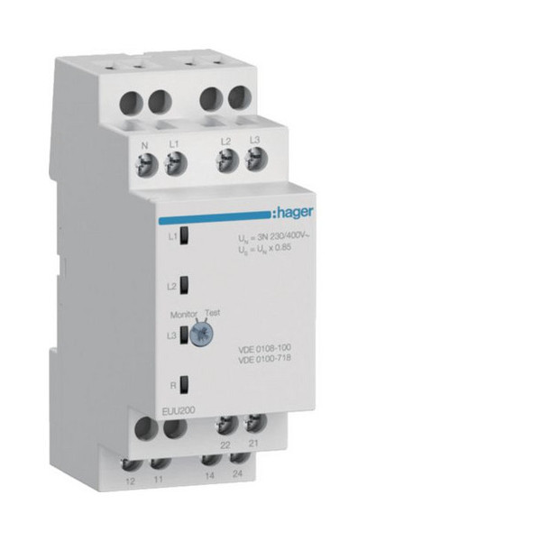 Hager EUU200 Kontrollrelais Unterspannung VDE 1PN/3PN 2 Wechsler