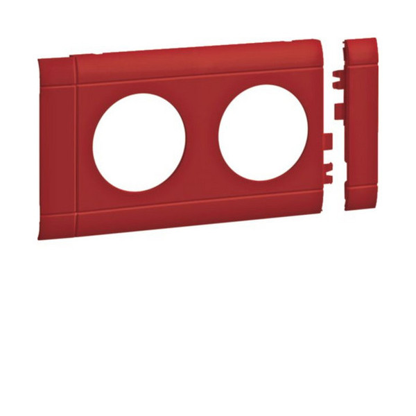 Hager GB080203020 Blende 2-fach Steckdose zu Oberteil 80mm anreihbar halogenfrei rot
