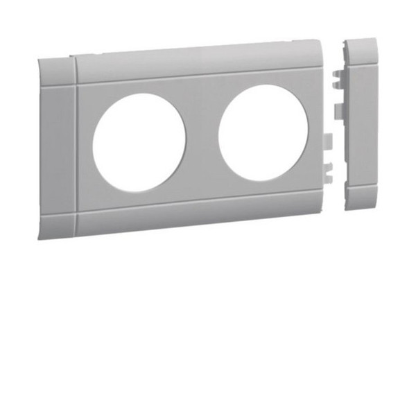 Hager GB080207035 Blende 2-fach Steckdose zu Oberteil 80mm anreihbar halogenfrei lichtgrau