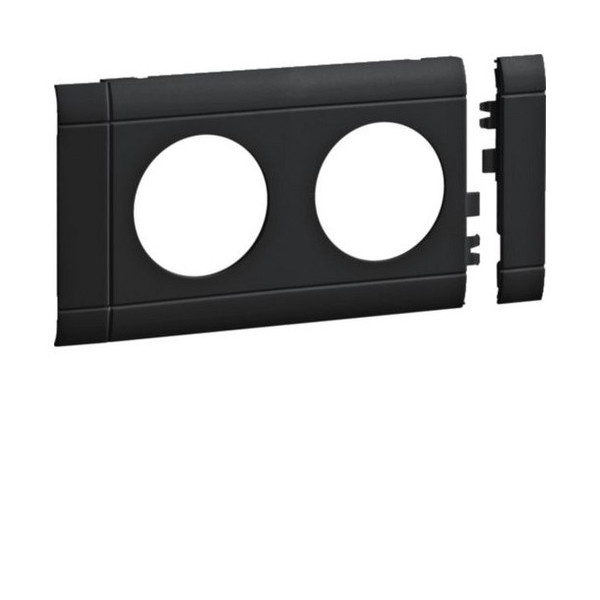 Hager GB080209011 Blende 2-fach Steckdose zu Oberteil 80mm anreihbar halogenfrei graphitschwarz