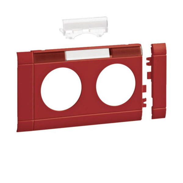 Hager GB080213020 Blende 2-fach Steckdose zu Oberteil 80mm beschriftbar anreihbar hfr rot