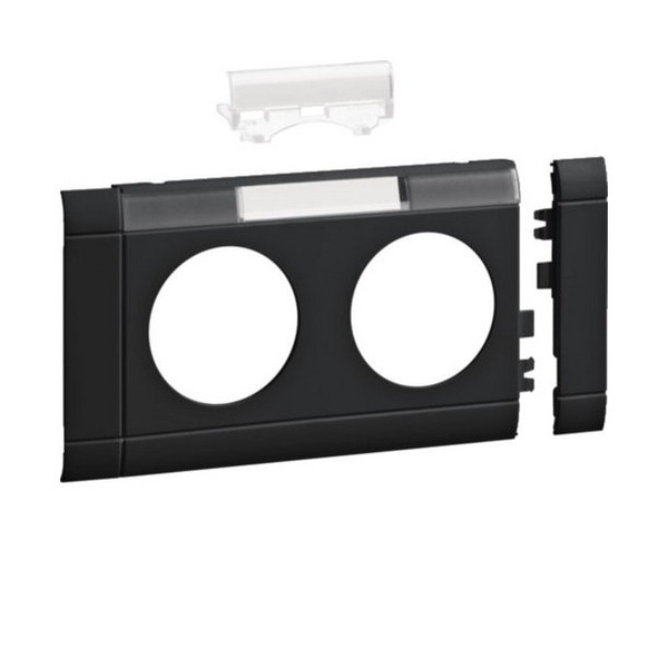 Hager GB080219011 Blende 2-fach Steckdose zu Oberteil 80mm beschriftbar anreihbar hfr graphitschwz