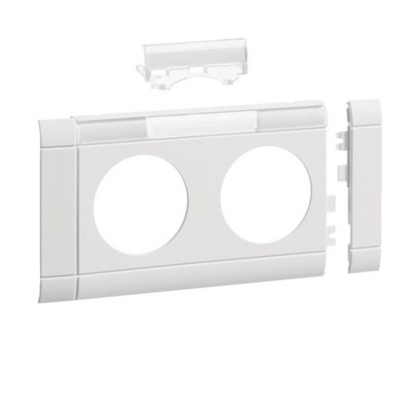 Hager GB080219016 Blende 2-fach Steckdose zu Oberteil 80mm beschriftbar anreihbar hfr verkehrsweiß