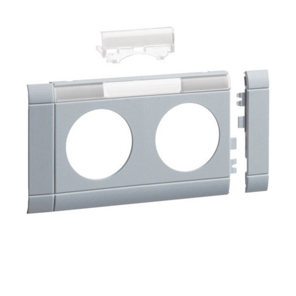 Hager GB08021LAN Blende 2-fach Steckdose zu Oberteil 80mm beschriftbar anreihbar hfr alu