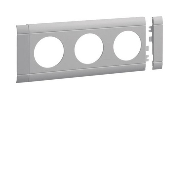 Hager GB080307035 Blende 3-fach Steckdose zu Oberteil 80mm anreihbar halogenfrei lichtgrau