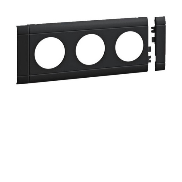 Hager GB080309011 Blende 3-fach Steckdose zu Oberteil 80mm anreihbar halogenfrei graphitschwarz